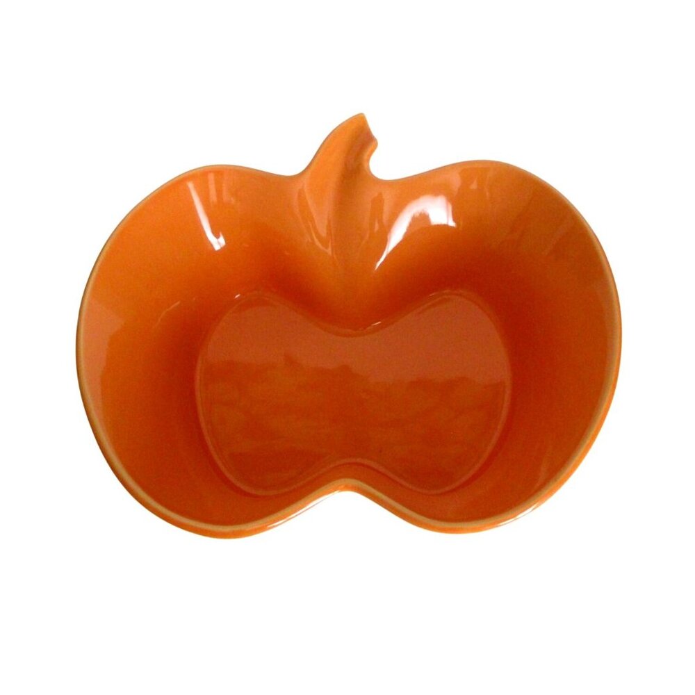 Chantal Orange Pumpkin Shaped 3 Cup Baker Bakeware - Vintage Stoneware Cookware